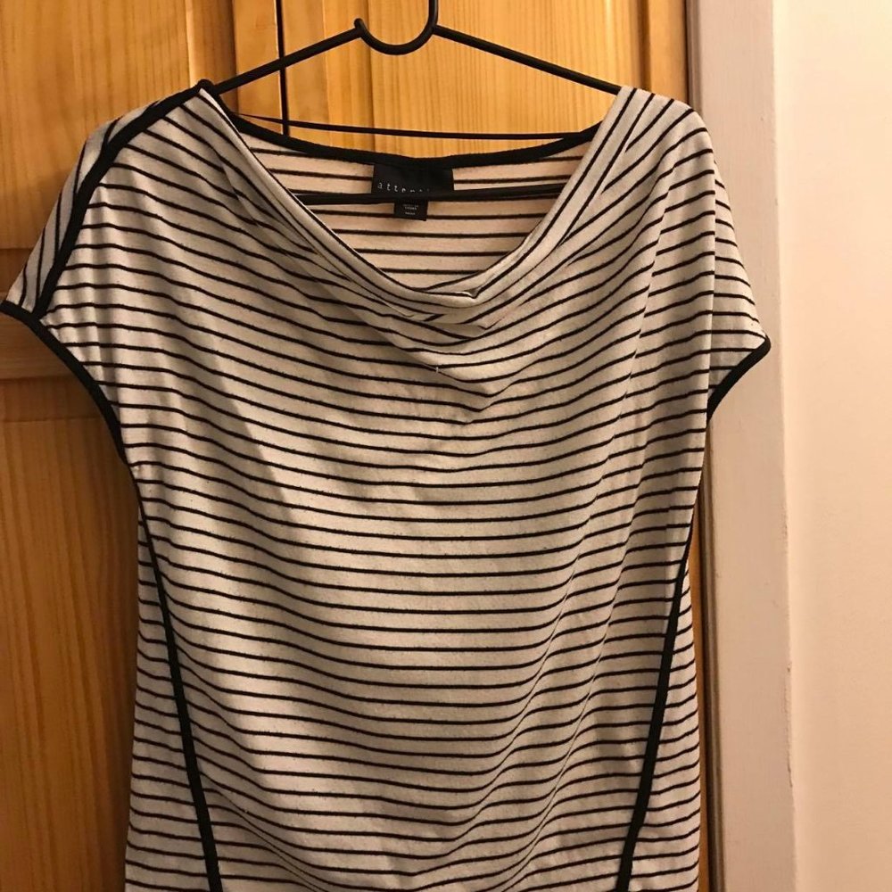 Stripped black and white cap sleeve tee shirt